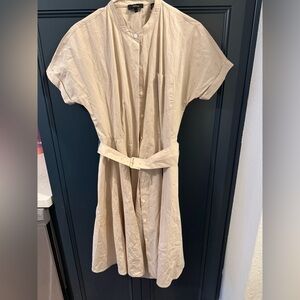 Theory Beige Midi Dress with Belt